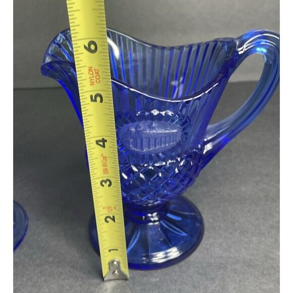 Fostoria Glass Avon George Washington Goblet Mt Vernon Pitcher Cobalt Blue - Picture 8 of 10